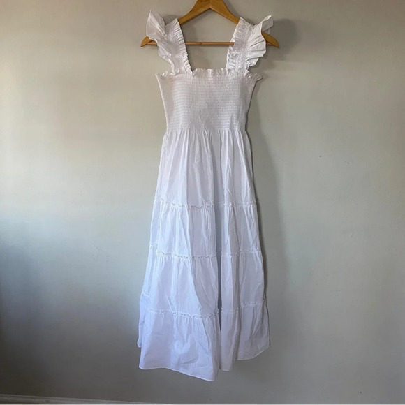 Hill House Home The Ellie Nap Midi Ruffle Dress in White Size XS - Picture 2 of 6